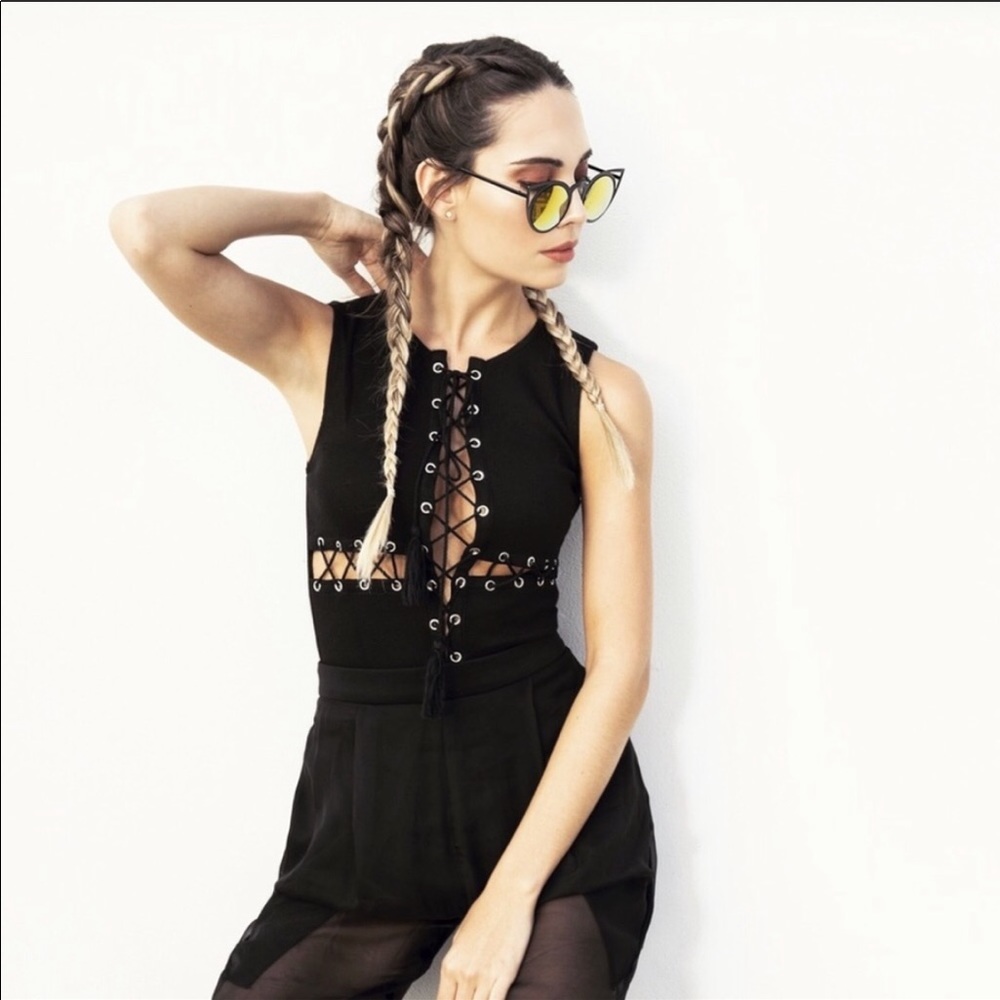 Open criss cross bodysuit